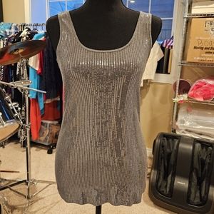 Express Gray Silver Sequin Tank Top Size Medium